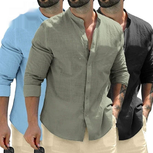 Chemises à manches longues pour hommes d'automne en coton pour hommes d'affaires