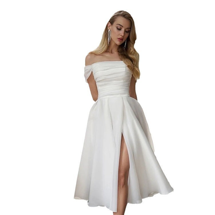 Split Dress Simple Western Style Mid Skirt