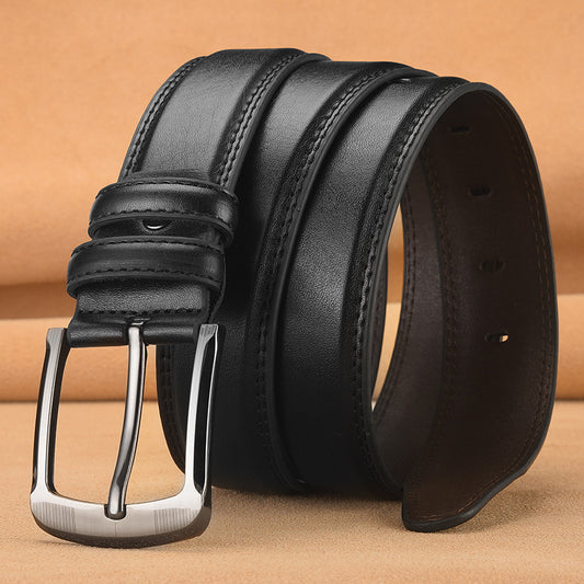 Ceinture en cuir de vache à boucle ardillon pour homme, idéale pour les affaires, la mode et les loisirs