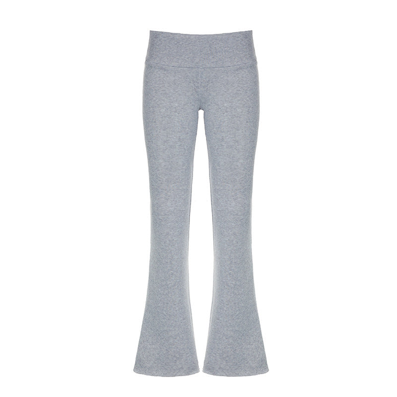 Pantalon décontracté en velours fin de couleur unie pour femme, taille basse, collection automne et hiver