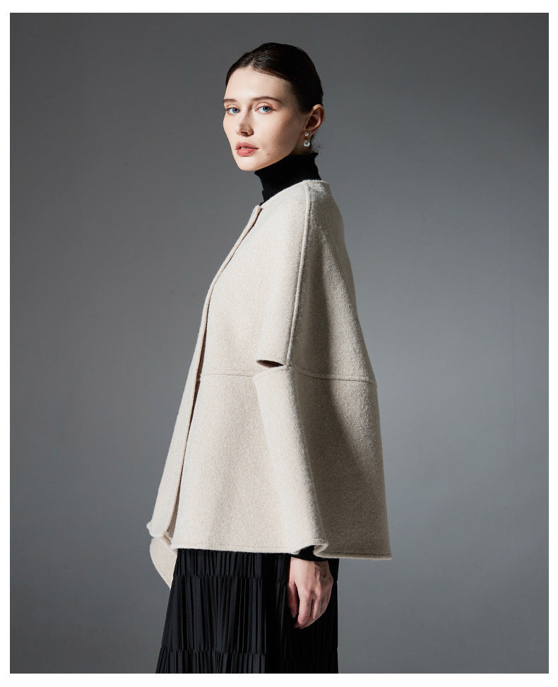 Châle en laine double face à boutons