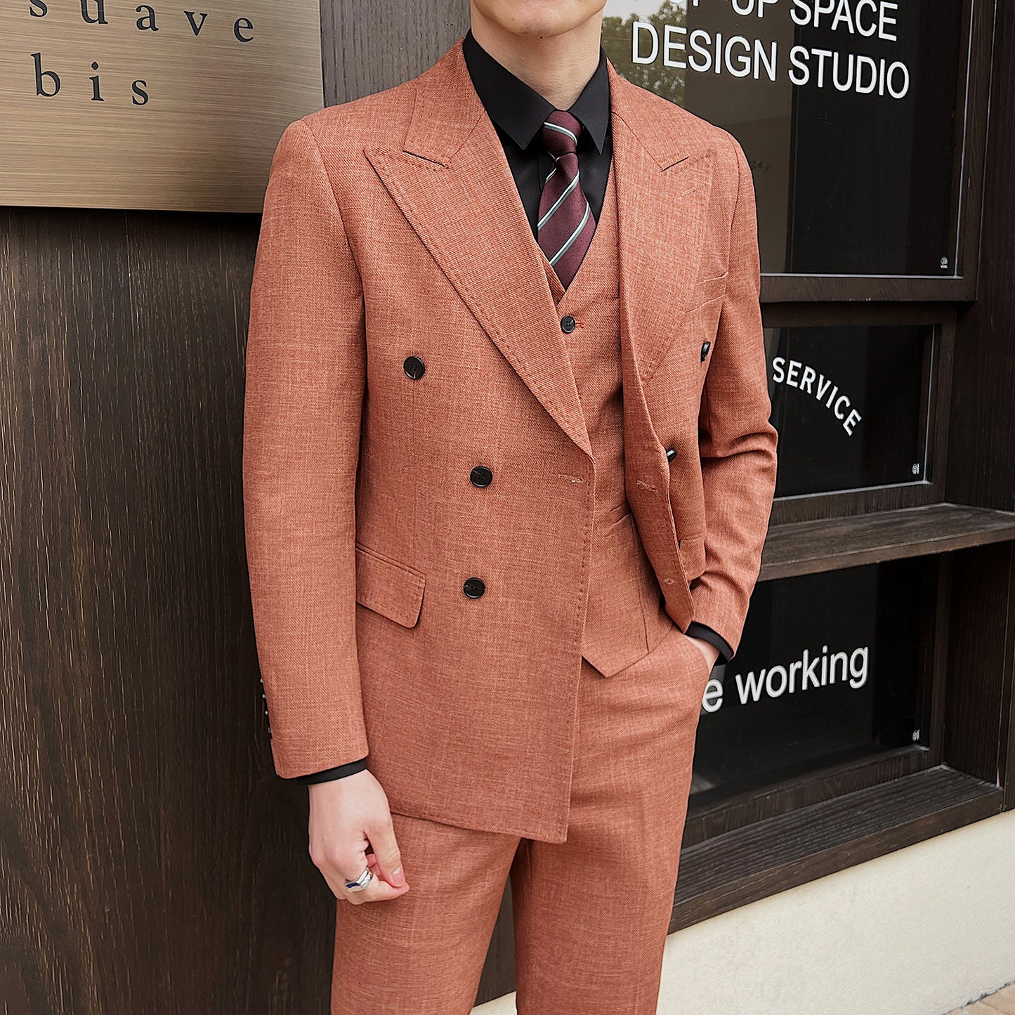 Veste de costume trois pièces décontractée pour homme, style professionnel, printemps-été