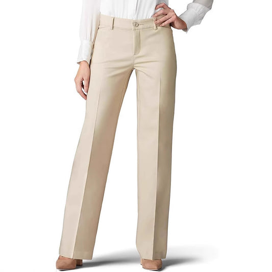 Pantalon taille haute ample, élastique, droit, décontracté, pour femme
