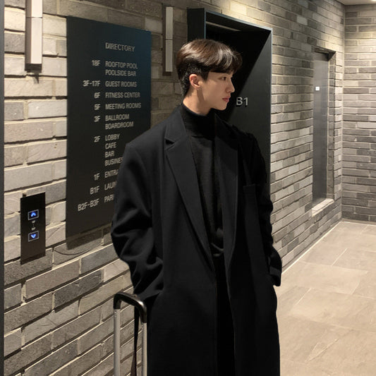 Manteau en laine à ceinture épaisse pour homme