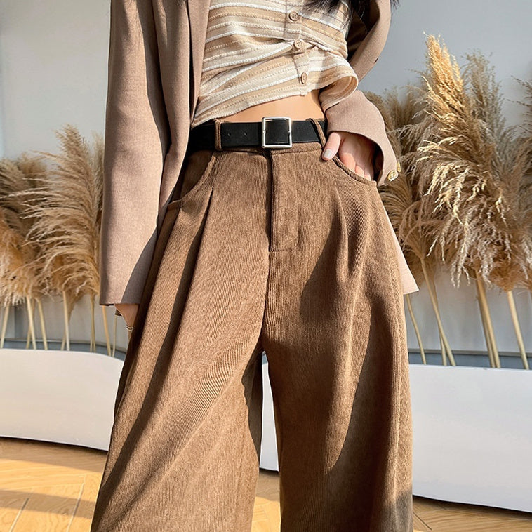 Pantalon ample taille haute décontracté amincissant et droit