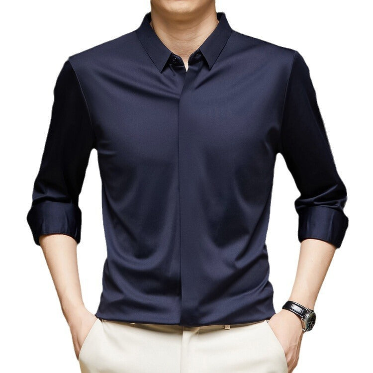Formal Wear Seamless Ice Silk Shirt Half Sleeve Cardigan