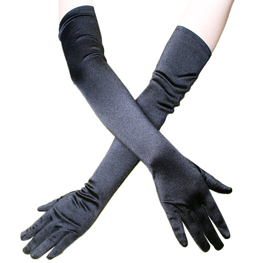 Gants longs en satin pour femme