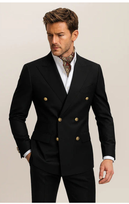 European And American Men's Suit Two-piece Double-breasted Wedding Party Singer Costume