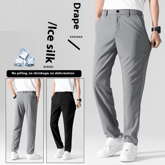 Pantalon décontracté pour homme, extensible, droit et drapé