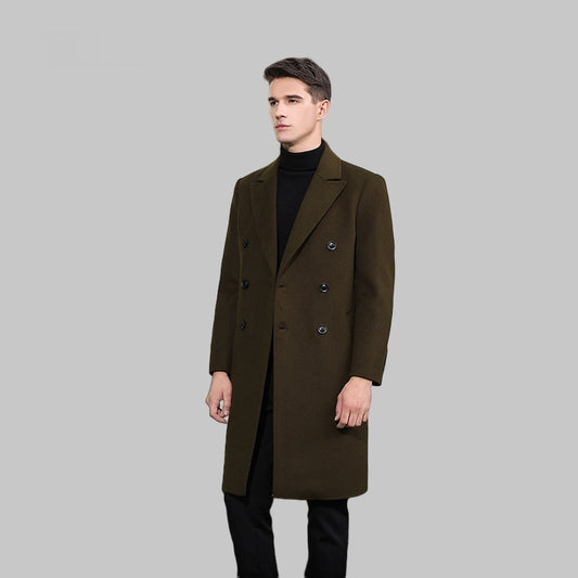Manteau en laine Trench-coat croisé long sous le genou