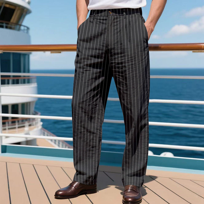 Loose Breathable And Simple Vertical Straight Men's Casual Pants