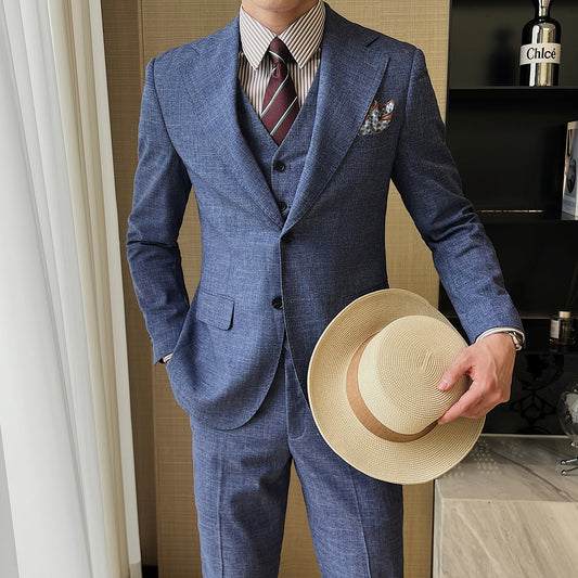 Veste de costume trois pièces décontractée pour homme, style professionnel, printemps-été