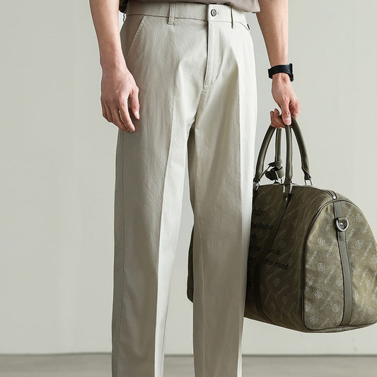 Pantalon droit élastique en coton mélangé pour homme