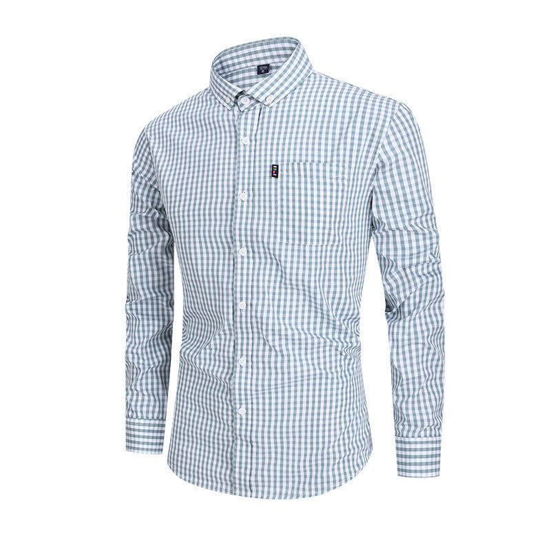 Men's Breathable Cotton Long Sleeved Checkered Shirt
