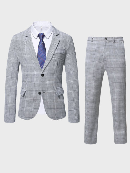 Ensemble blazer et pantalon à carreaux classiques pour homme