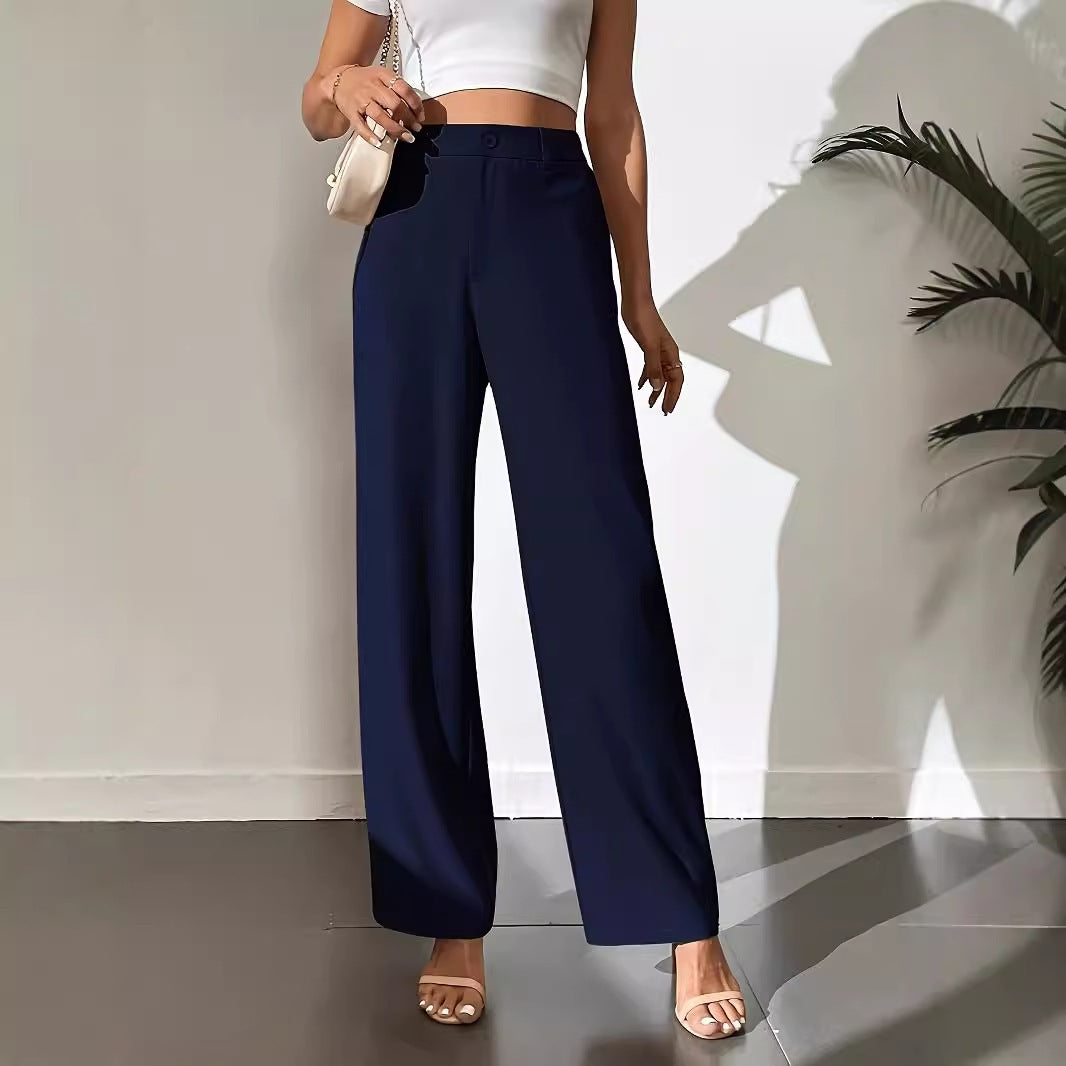 Pantalon droit uni pour femme, décontracté