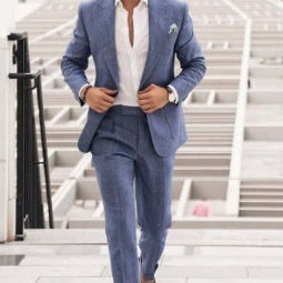 Ensemble deux pièces pour homme, couleur unie, grand modèle, simple rangée, un bouton