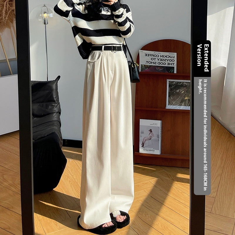 Slimming And Straight Casual High Waist Drooping Wide Leg Pants