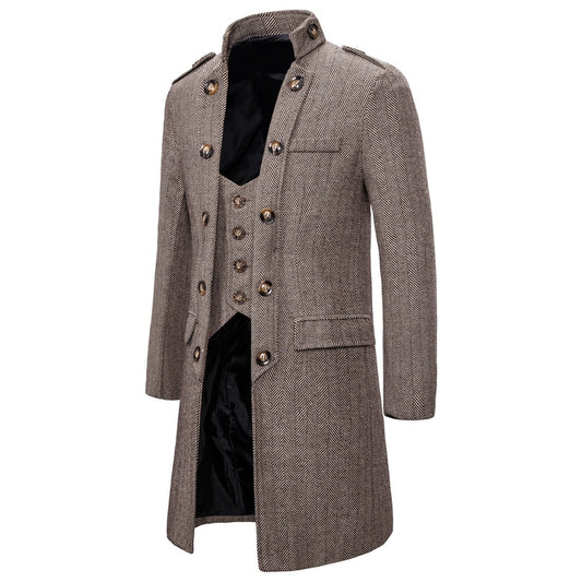 Manteau mi-long à chevrons pour homme.