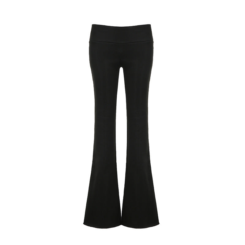 Pantalon décontracté en velours fin de couleur unie pour femme, taille basse, collection automne et hiver
