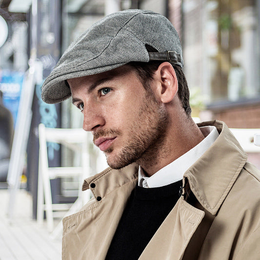 Béret respirant en coton et lin pour homme, couleur unie, chaud et confortable, printemps, automne et hiver