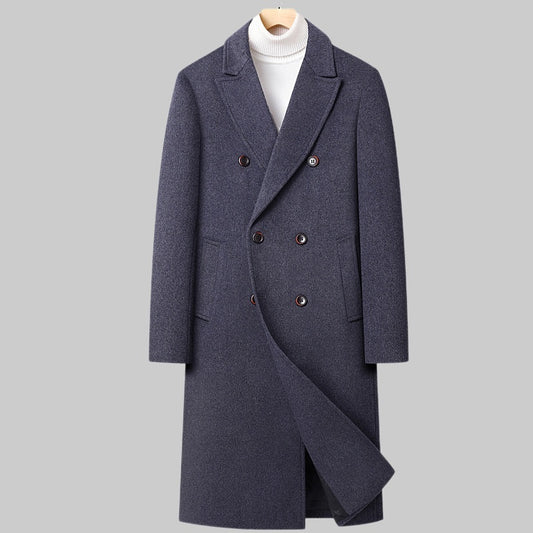 Manteau long en laine à double boutonnage
