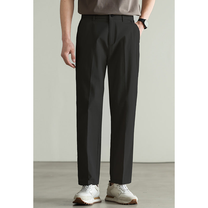 Pantalon droit élastique en coton mélangé pour homme