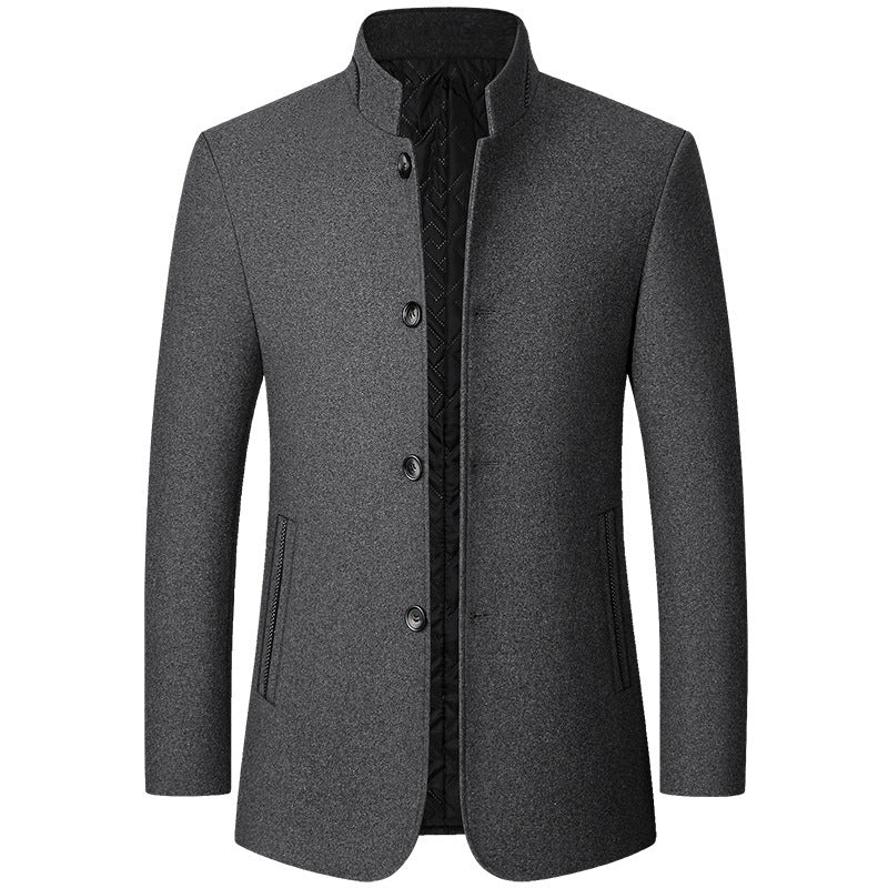 Veste en laine à col montant pour homme, costume Zhongshan pour homme