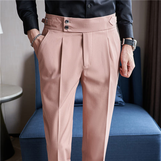 Pantalon de costume slim décontracté taille haute