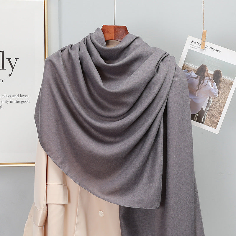 Écharpe en coton et lin de couleur unie pour femme, style coréen, printemps et automne