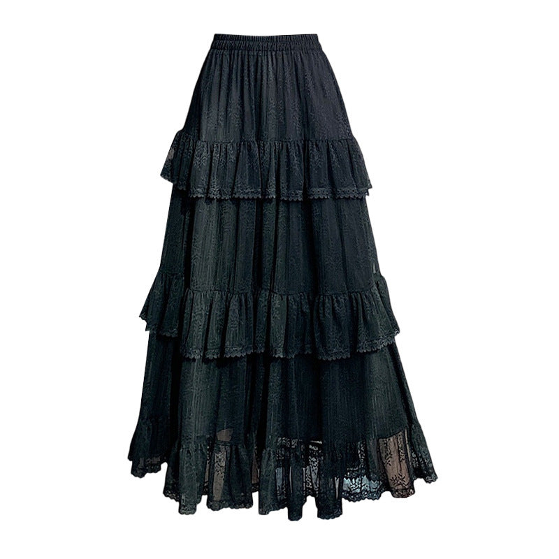 Lace Cake Dress Net Falbala Bubble Skirt