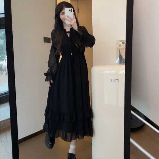 Petite robe blanche pour femme, vêtement français à taille serrée