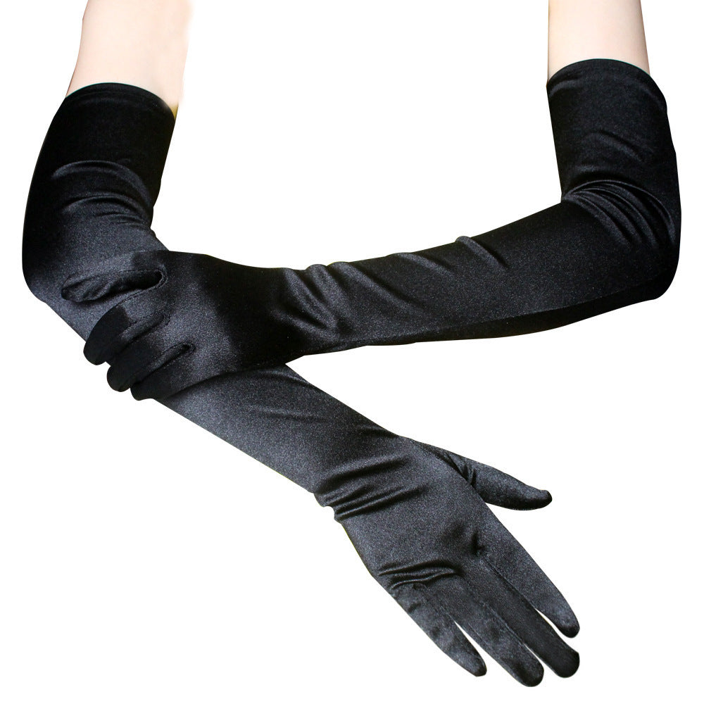 Gants longs en satin pour femme