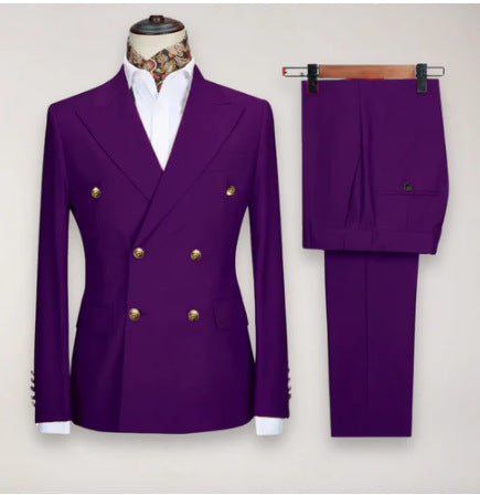 European And American Men's Suit Two-piece Double-breasted Wedding Party Singer Costume
