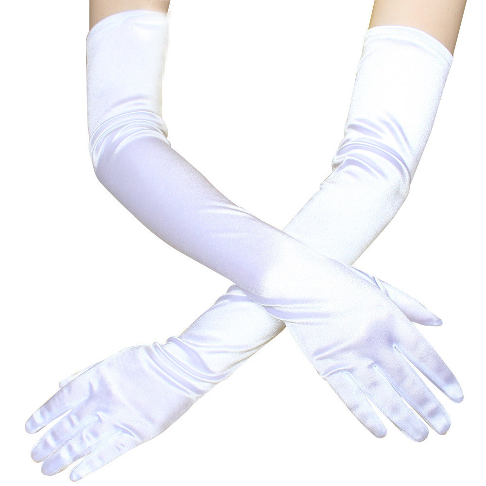Gants longs en satin pour femme