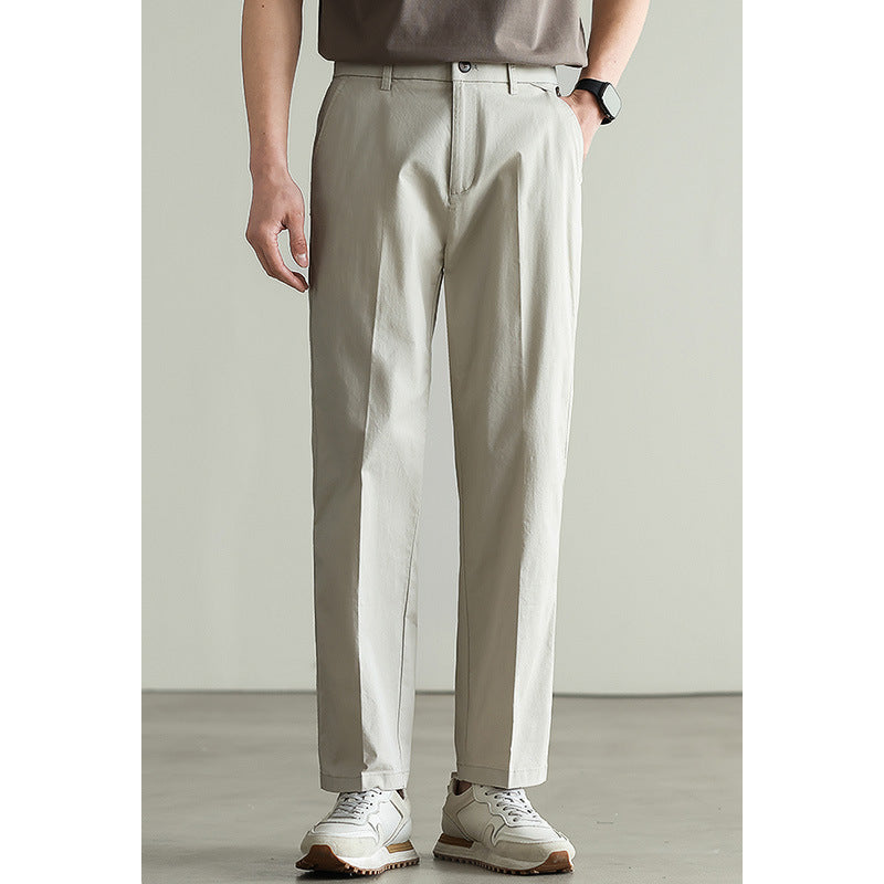 Pantalon droit élastique en coton mélangé pour homme