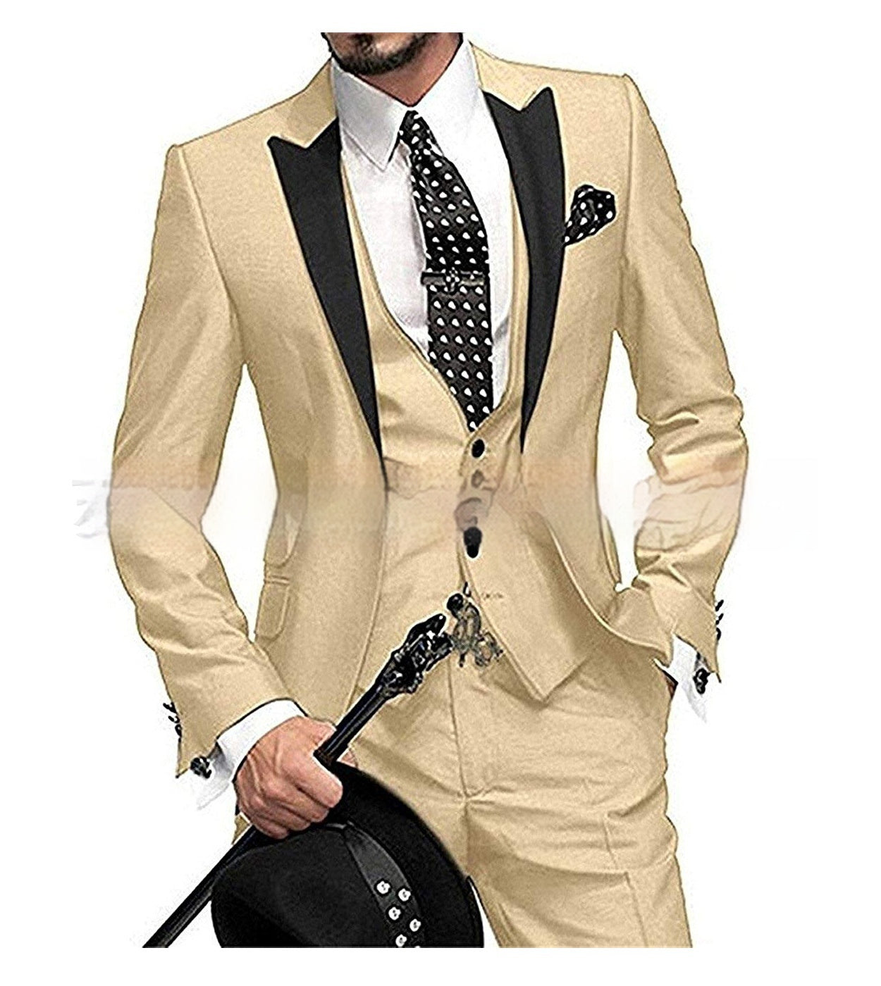 Ensemble trois pièces à col noir et blocs de couleurs