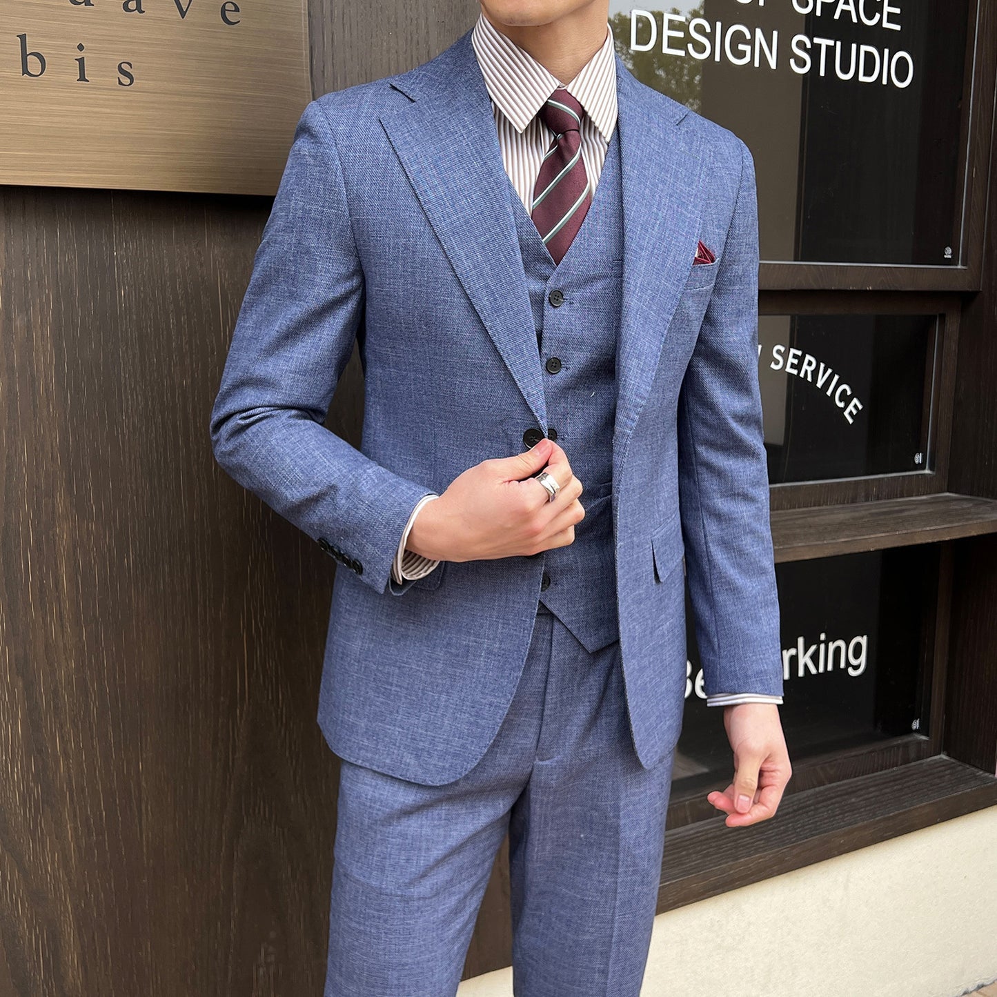 Veste de costume trois pièces décontractée pour homme, style professionnel, printemps-été