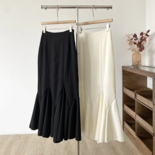 Jupe queue de poisson amincissante taille haute noire pour femme