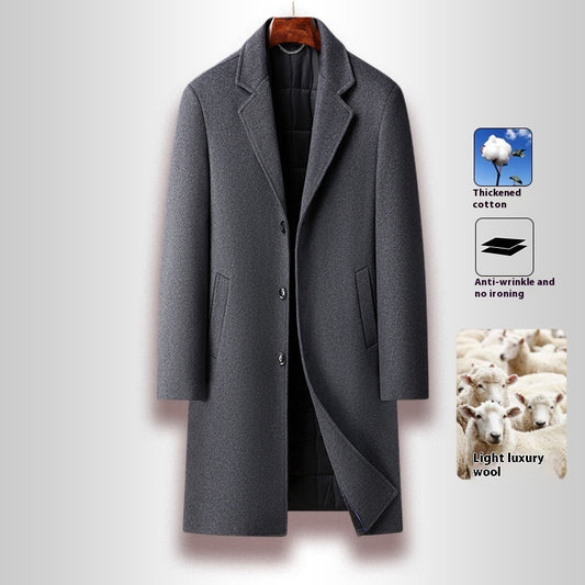 Manteau en laine pour homme, style décontracté et long