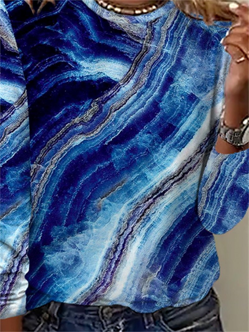 T-shirt à manches longues col rond avec impression 3D