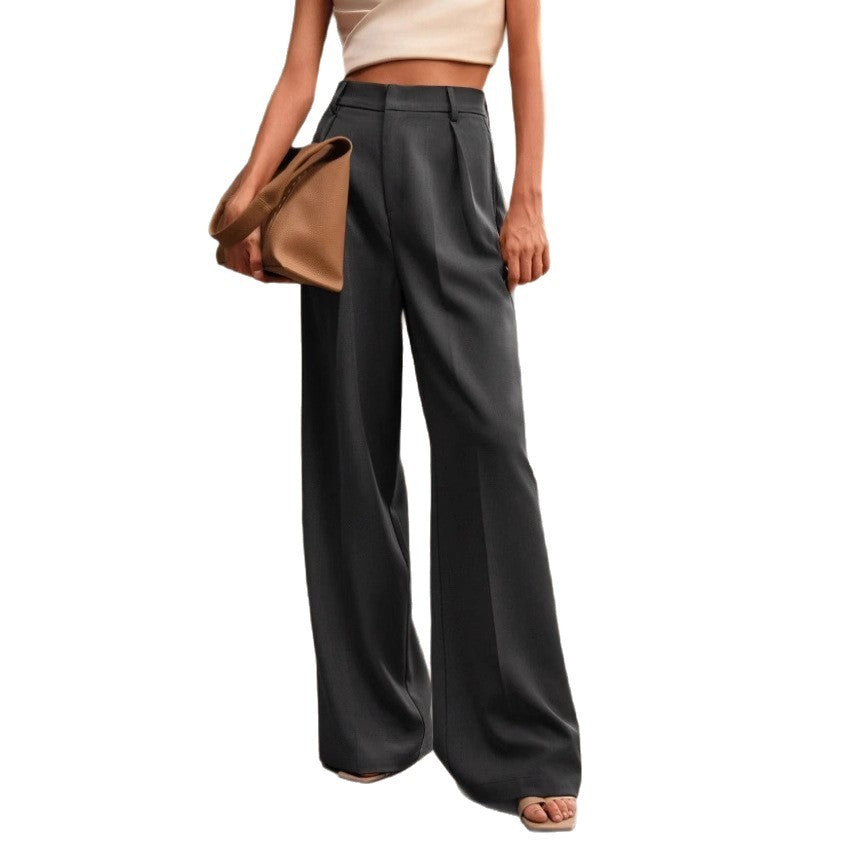 Women's Slimming Casual Draping Suit Pants Loose High Waist Wide Leg Trousers