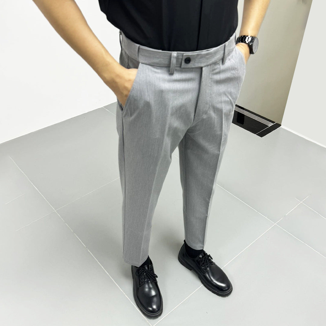 Summer Thin Invisible Elastic Waist Suit Pants For Men