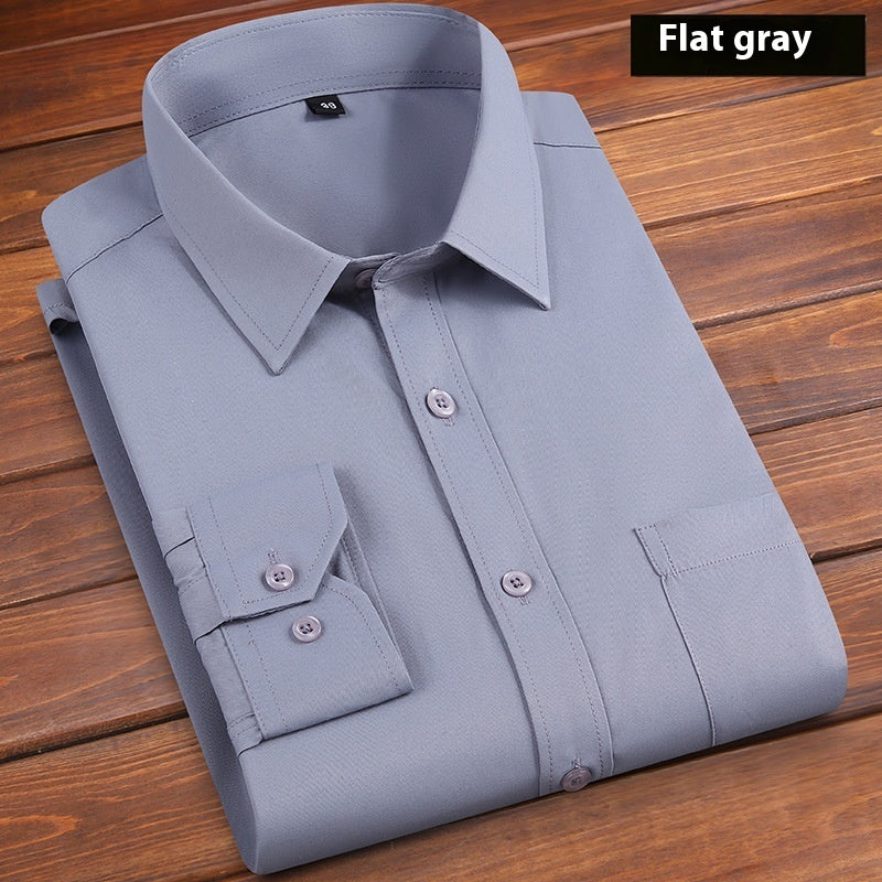 Solid Color Men's Loose Non-ironing Business Shirt