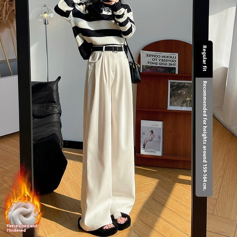 Slimming And Straight Casual High Waist Drooping Wide Leg Pants