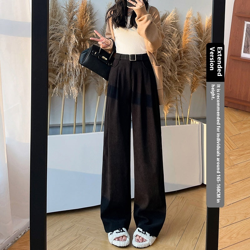 Slimming And Straight Casual High Waist Drooping Wide Leg Pants