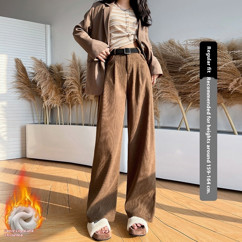 Slimming And Straight Casual High Waist Drooping Wide Leg Pants