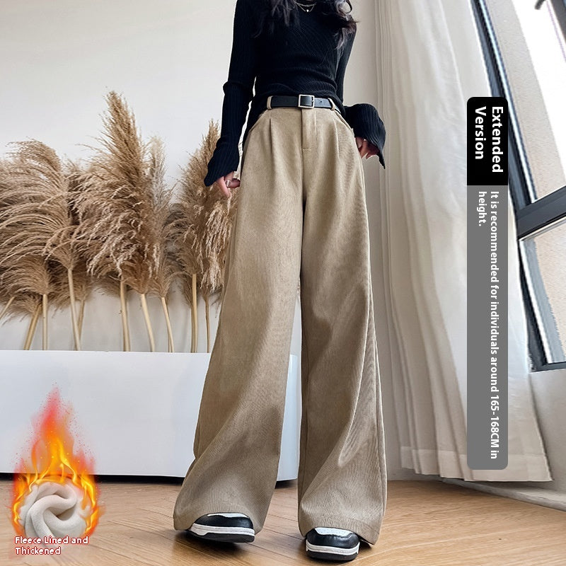 Slimming And Straight Casual High Waist Drooping Wide Leg Pants