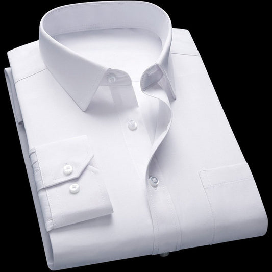 Solid Color Men's Loose Non-ironing Business Shirt
