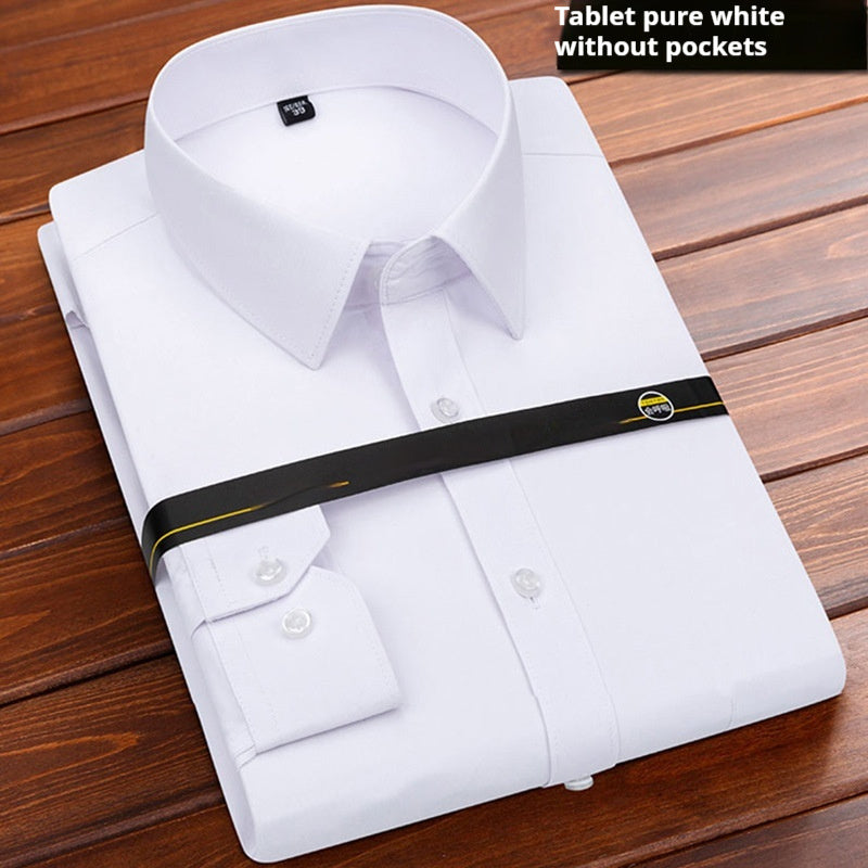 Solid Color Men's Loose Non-ironing Business Shirt